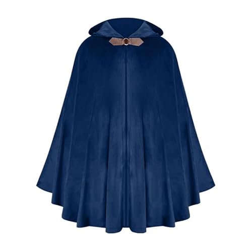 Kreeqe Renaissance-Kapuzenumhang aus Samt, viktorianisches Capelet, mittelalterliches Hobbit-Halloweenkostüm (blau, M) von Kreeqe