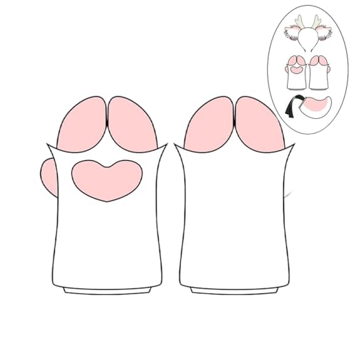 Kreeqe Schönes pelziges Rentier-Stirnband, Cosplay, Hirschhaar-Accessoires, pelzige Artiodactyl-Klauen, Hirschschwanz (Huf-weiß-pink, M) von Kreeqe