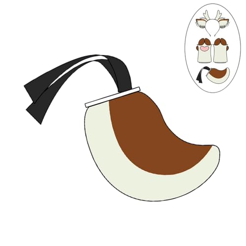 Kreeqe Schönes pelziges Rentier-Stirnband, Cosplay, Hirschhaar-Accessoires, pelzige Artiodactyl-Krallen, Hirschschwanz (Hirschschwanz-Braun, M) von Kreeqe