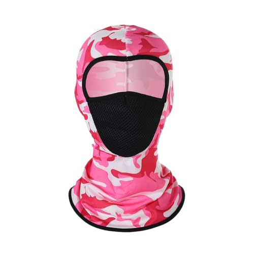 Kreeqe Sturmhaube, Gesichtsmaske, atmungsaktiv, Ski-Gesichtsschutz, Staubschutzmaske, langer Halsschutz für Outdoor-Aktivitäten (Camouflage-Rose-Re, M) von Kreeqe
