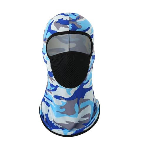 Kreeqe Sturmhaube, Gesichtsmaske, atmungsaktiv, Ski-Gesichtsschutz, Staubschutzmaske, langer Halsschutz für Outdoor-Aktivitäten (Camouflage-sky-blu, M) von Kreeqe