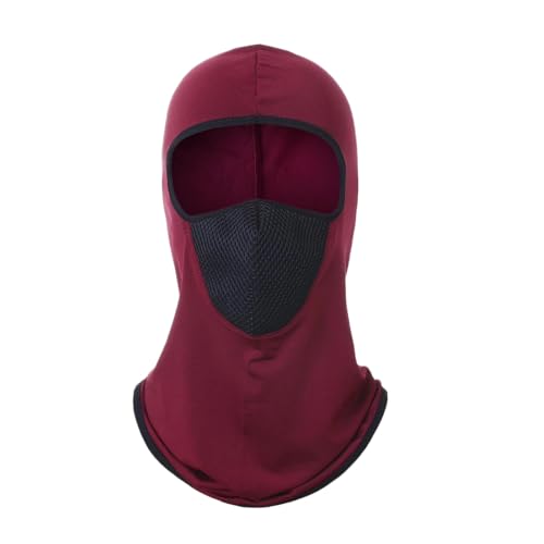 Kreeqe Sturmhaube, Gesichtsmaske, atmungsaktiv, Ski-Gesichtsschutz, Staubschutzmaske, langer Halsschutz für Outdoor-Aktivitäten (Weinrot, M) von Kreeqe