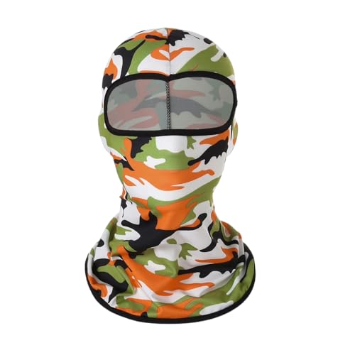 Kreeqe Taktische Ski-Gesichtsmaske für Männer und Frauen, Sturmhaube, Skullies, Beanies, Outdoor-Sport, Fahrradmütze (Camouflage-Orange, M) von Kreeqe