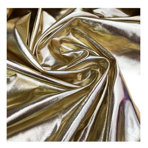 Mädchen Metallic-Unitard, Kleinkind, glitzernd, Turn- und Tanztrikot, Stehkragen, langärmliger Body mit Reißverschluss hinten (goldfarben, S) von Kreeqe