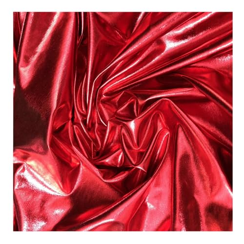 Mädchen Metallic-Unitard, Kleinkind, glitzernd, Turn- und Tanztrikot, Stehkragen, langärmliger Body mit Reißverschluss hinten (rot, L) von Kreeqe