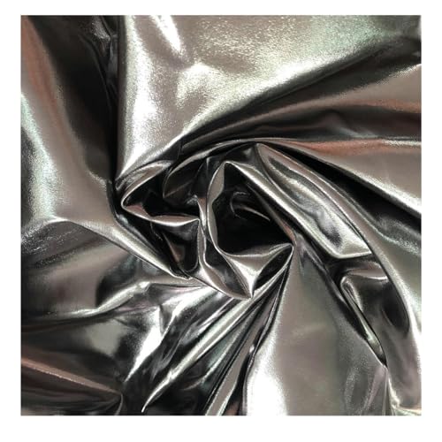Mädchen Metallic-Unitard, Kleinkind, glitzernd, Turnanzug, Tanztrikot, Stehkragen, Langarm, Reißverschluss hinten, Bodysuit (Silber, M) von Kreeqe