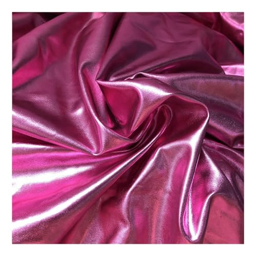 Mädchen Metallic-Unitard, Kleinkind, glitzernd, Turnanzug, Tanztrikot, Stehkragen, Langarm, Reißverschluss hinten, Bodysuit (pink, M) von Kreeqe