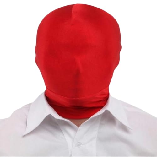 Männer und Frauen Volle Abdeckung Spandex Zentai Kapuze Maske für Halloween Kostüm (rot, M) von Kreeqe