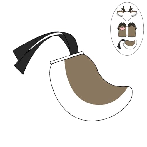 Schönes pelziges Rentier-Stirnband, Cosplay, Hirschhaar-Accessoires, pelziger Artiodactylus, Krallen, Hirschschwanz (Hirschschwanz, Khaki, M) von Kreeqe