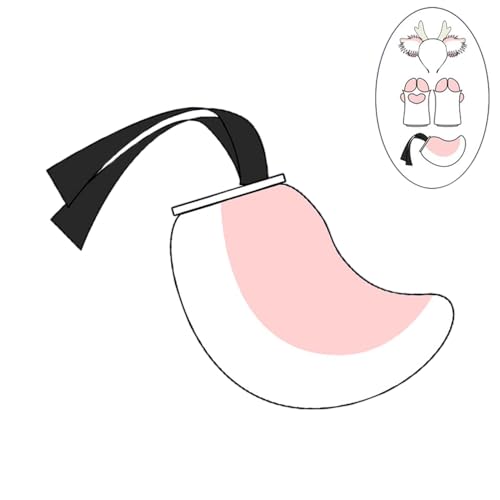 Schönes pelziges Rentier-Stirnband, Cosplay, Hirschhaar-Accessoires, pelziger Artiodactylus, Krallen, Hirschschwanz (Hirschschwanz-Pink-, M) von Kreeqe