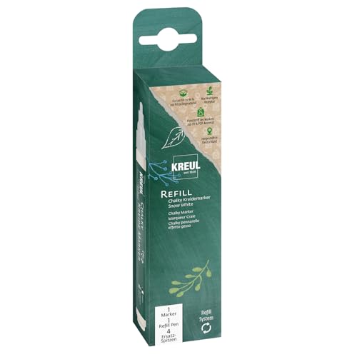 KREUL 22710 - 1 Chalky Kreidemarker Snow White, medium, 1 x Nachfüll-Pen mit Originaltinte, 25 ml, ca. 4 Stiftefüllungen, 4 Ersatz-Spitzen KREUL 22710 - 1 Chalky Kreidemarker Snow White, medium, 1 x Nachfüll-Pen mit Originaltinte, 25 ml, ca. 4 Stiftefüllungen, 4 Ersatz-Spitzen von Kreul