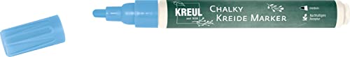 KREUL 22715 - Chalky Kreidemarker Medium, Nordic Blue, mit formstabiler Rundspitze ca. 2 - 3 mm, matte, non - permanente Flüssigkreide, zum Zeichnen auf Tafeln, Memoboards oder Glasoberflächen von Kreul