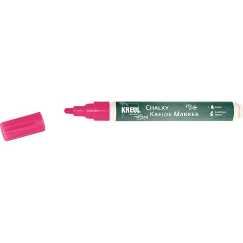 KREUL 22720 - Chalky Kreidemarker Medium, Neon Pink, mit formstabiler Rundspitze ca. 2 - 3 mm, matte, non - permanente Flüssigkreide, zum Zeichnen auf Tafeln, Memoboards oder Glasoberflächen von Kreul