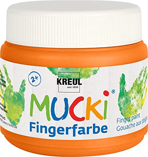 KREUL 23103 - Mucki leuchtkräftige Fingerfarbe, 150 ml in orange, auf Wasserbasis, parabenfrei, glutenfrei, laktosefrei und vegan, auswaschbar, vermalbar mit Pinsel, Schwamm, Spachtel und Fingern KREUL 23103 - Mucki leuchtkräftige Fingerfarbe, 150 ml in orange, auf Wasserbasis, parabenfrei, glutenfrei, laktosefrei und vegan, auswaschbar, vermalbar mit Pinsel, Schwamm, Spachtel und Fingern von Kreul