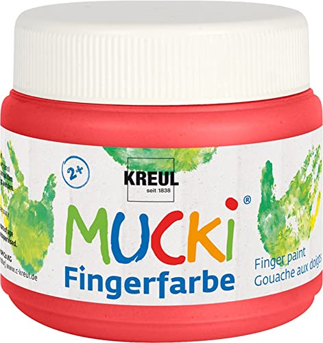 KREUL 23105 - Mucki leuchtkräftige Fingerfarbe, 150 ml in rot, auf Wasserbasis, parabenfrei, glutenfrei, laktosefrei und vegan, auswaschbar, vermalbar mit Pinsel, Schwamm, Spachtel und Fingern KREUL 23105 - Mucki leuchtkräftige Fingerfarbe, 150 ml in rot, auf Wasserbasis, parabenfrei, glutenfrei, laktosefrei und vegan, auswaschbar, vermalbar mit Pinsel, Schwamm, Spachtel und Fingern von Kreul