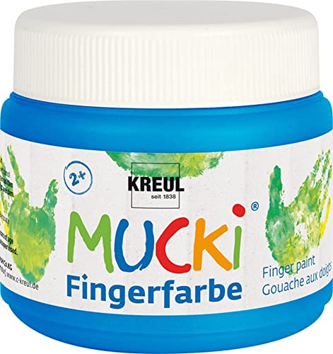 KREUL 23108 - Mucki leuchtkräftige Fingerfarbe, 150 ml in blau, auf Wasserbasis, parabenfrei, glutenfrei, laktosefrei und vegan, auswaschbar, vermalbar mit Pinsel, Schwamm, Spachtel und Fingern KREUL 23108 - Mucki leuchtkräftige Fingerfarbe, 150 ml in blau, auf Wasserbasis, parabenfrei, glutenfrei, laktosefrei und vegan, auswaschbar, vermalbar mit Pinsel, Schwamm, Spachtel und Fingern von Kreul