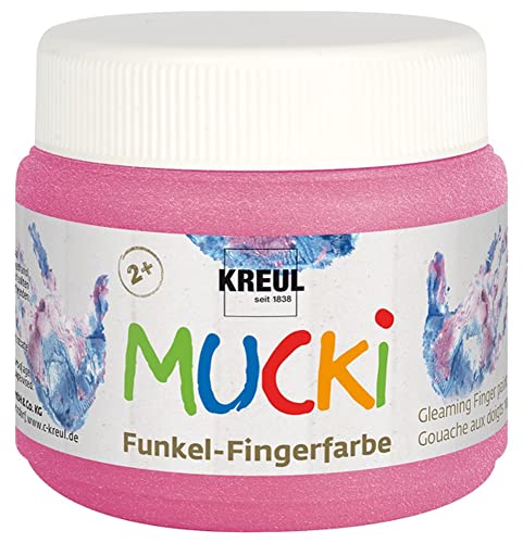 KREUL 23120 - Mucki schimmernde Funkel - Fingerfarbe, 150 ml in Feenstaub rosa, auf Wasserbasis, parabenfrei, glutenfrei, laktosefrei und vegan, auswaschbar, vermalbar mit Pinsel und Fingern KREUL 23120 - Mucki schimmernde Funkel - Fingerfarbe, 150 ml in Feenstaub rosa, auf Wasserbasis, parabenfrei, glutenfrei, laktosefrei und vegan, auswaschbar, vermalbar mit Pinsel und Fingern von Kreul