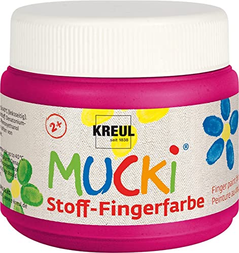 KREUL 28109 - Mucki leuchtkräftige Stoff - Fingerfarbe, 150 ml in pink, auf Wasserbasis, parabenfrei, glutenfrei, laktosefrei und vegan, optimal für die Anwendung mit Fingern und Händen von Kreul