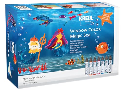 KREUL 42940 - Window Color Set Magic Sea für Kinder, 7 x 80 ml Fenstermalfarben, Komplettset mit brillanten Farben im Pen und Motivvorlagen KREUL 42940 - Window Color Set Magic Sea für Kinder, 7 x 80 ml Fenstermalfarben, Komplettset mit brillanten Farben im Pen und Motivvorlagen von Kreul