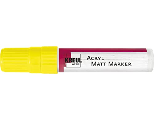 KREUL 46212 - Acryl Matt Marker XXL, mit Keilspitze ca. 15 mm, gelb, matte, permanente Acrylfarbe auf Wasserbasis, für puristische Elemente von Kreul