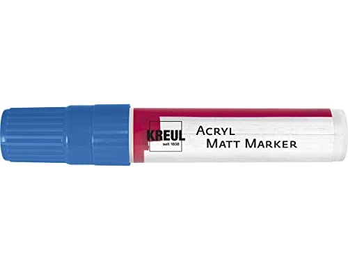 KREUL 46217 - Acryl Matt Marker XXL, mit Keilspitze ca. 15 mm, blau, matte, permanente Acrylfarbe auf Wasserbasis, für puristische Elemente von Kreul