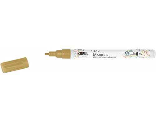 KREUL 47220 - Lackmalstift fine gold, mit Rundspitze Strichstärke 1 - 2 mm, zum Gestalten, Beschriften und Verzieren von kleinen, originellen Geschenken, Karten, uvm. von Kreul