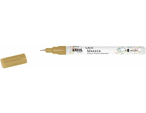 KREUL 47420 - Lackmarker extrafine, gold, Strichstärke ca. 0,8 mm, Feinspitze für filigrane Ausarbeitungen, zum Gestalten, Beschriften und Verzieren von kleinen, originellen Geschenken von Kreul