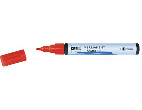 KREUL 47612 - Permanentmarker medium, rot, mit Rundspitze, Strichstärke 1,5 - 3 mm, für flächige Gestaltungen, zum Beschriften und Gestalten für Grafiker, Industrieanwender, Kunst und Hobby von Kreul