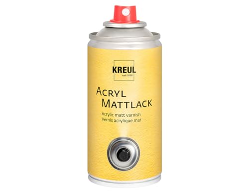 KREUL 821150 - Acryl Mattlack, 150 ml Spraydose, farblos, nicht gilbend, universell einsetzbarer matt trocknender Schutzlack für Pappe, Holz, Glas, Porzellan, Keramik von Kreul