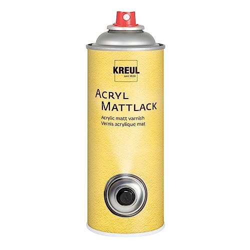 KREUL 821400 - Acryl Mattlack, 400 ml Spraydose, farblos, nicht gilbend, universell einsetzbarer matt trocknender Schutzlack für Pappe, Holz, Glas, Porzellan, Keramik KREUL 821400 - Acryl Mattlack, 400 ml Spraydose, farblos, nicht gilbend, universell einsetzbarer matt trocknender Schutzlack für Pappe, Holz, Glas, Porzellan, Keramik von Kreul