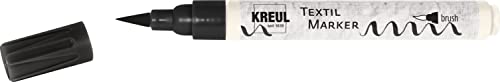 Kreul 90618 - Textil Marker brush, schwarz, für feines und breites Schreiben, Malen sowie schwungvolle Verzierungen, Stoffmalstift für helle Stoffe und Textilien, waschecht nach Fixierung von Kreul