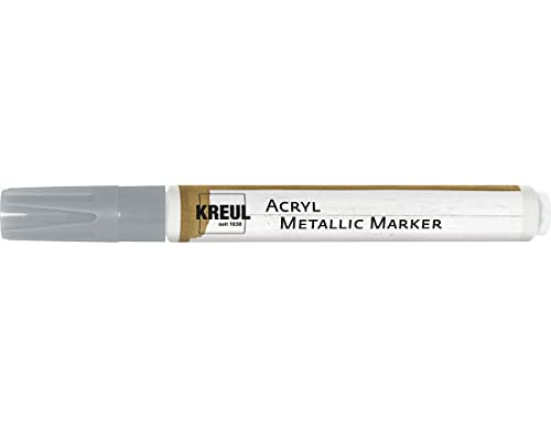 KREUL 46262 - Acryl Metallic Marker Medium, mit Rundspitze ca. 2 - 4 mm, silber, permanente Acrylfarbe mit Metalliceffekt, für filigrane Akzente von Kreul