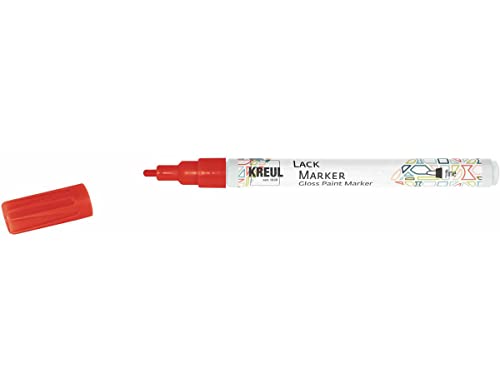 KREUL 47212 - Lackmalstift fine rot, mit Rundspitze Strichstärke 1 - 2 mm, zum Gestalten, Beschriften und Verzieren von kleinen, originellen Geschenken, Karten, uvm. von Kreul