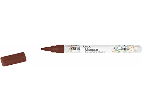 KREUL 47218 - Lackmalstift fine braun, mit Rundspitze Strichstärke 1 - 2 mm, zum Gestalten, Beschriften und Verzieren von kleinen, originellen Geschenken, Karten, uvm. von Kreul