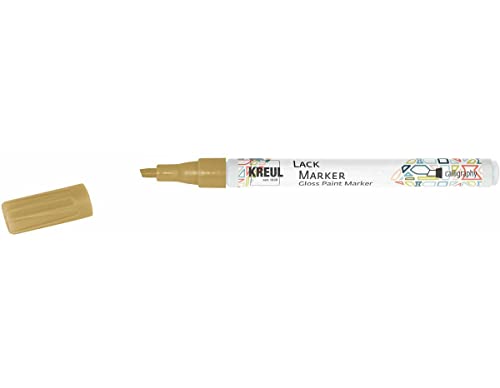 KREUL 47520 - Lackmarker calligraphy, gold, Strichstärke 1 - 3 mm, Kalligrafie Spitze für schöne Schriften, zum Gestalten, Beschriften und Verzieren von kleinen, originellen Geschenken von Kreul