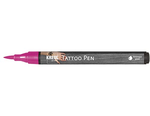 KREUL 62107 - Tattoo Pen pink, Strichstärke 0,5 - 3 mm, Kosmetiktinte auf Wasserbasis, hält bis zu 5 Tage, dermatologisch getestet, vegan, parabenfrei von Kreul