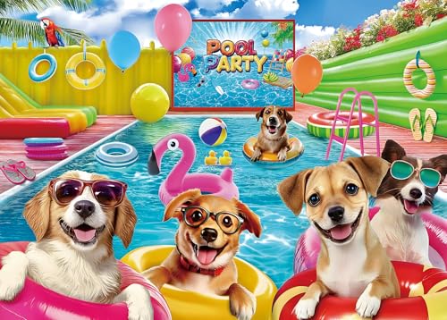 300 Teile Puzzle für Erwachsene und Kinder ab 6 Jahren – Welpen-Poolparty von Kribin