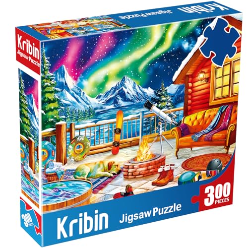 500 Teile Puzzle für Erwachsene – Winter-Puzzle – Gemütliche Hütte mit Polarlichtern 500 Teile Puzzle für Erwachsene – Winter-Puzzle – Gemütliche Hütte mit Polarlichtern von Kribin