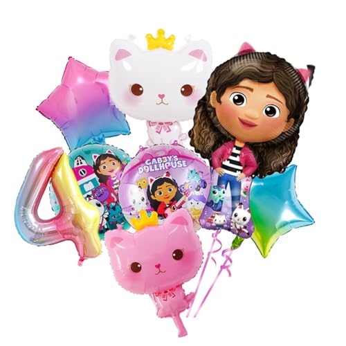 Geburtstag Mädchen Luftballons, 8 Stück Geburtstagsdeko Mädchen, 4 Jahr Kindergeburtstag Luftballons, Folienballons Geburtstag Katzen, Thema Kinderdekorationen Geburtstag Mädchen Luftballons, 8 Stück Geburtstagsdeko Mädchen, 4 Jahr Kindergeburtstag Luftballons, Folienballons Geburtstag Katzen, Thema Kinderdekorationen von Krilucly