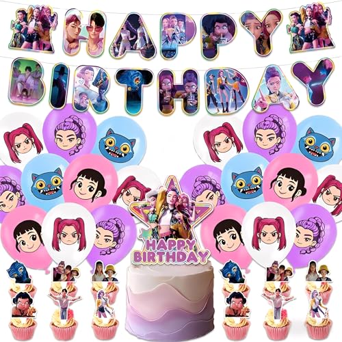 Kpop Dem_on Hu_nters 30 Stück niedliche Dekoration für Kindergeburtstag, Partydekoration, Cartoon-Luftballons, Dekoration für Cupcakes, fröhliche Banner, Geburtstagsdeko für Mädchen Kpop Dem_on Hu_nters 30 Stück niedliche Dekoration für Kindergeburtstag, Partydekoration, Cartoon-Luftballons, Dekoration für Cupcakes, fröhliche Banner, Geburtstagsdeko für Mädchen von Krilucly