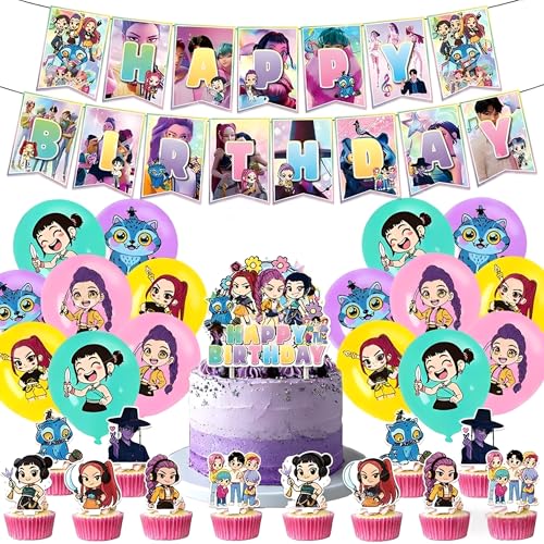 Kpop Dem_on Hu_nters 30 Stück niedliche Dekoration für Kindergeburtstag, Partydekoration, Zubehör, fröhliche Banner, Cartoon-Luftballons, Dekoration für Cupcakes, Geburtstagsdeko für Mädchen Kpop Dem_on Hu_nters 30 Stück niedliche Dekoration für Kindergeburtstag, Partydekoration, Zubehör, fröhliche Banner, Cartoon-Luftballons, Dekoration für Cupcakes, Geburtstagsdeko für Mädchen von Krilucly