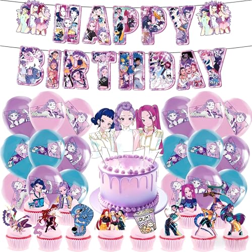 Kpop Dem_on Hu_nters 32-teilig, niedlich, Dekoration für Kindergeburtstag, Partydekoration, Zubehör, fröhliche Banner, Cartoon-Luftballons, Dekoration für Cupcakes, Geburtstagsdeko für Mädchen Kpop Dem_on Hu_nters 32-teilig, niedlich, Dekoration für Kindergeburtstag, Partydekoration, Zubehör, fröhliche Banner, Cartoon-Luftballons, Dekoration für Cupcakes, Geburtstagsdeko für Mädchen von Krilucly