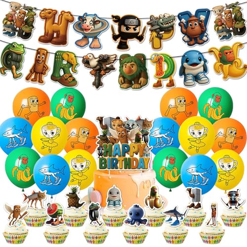 Krilucly Geburtstag Party Dekoration Tung Tung Sahur Banner Luftballons Cupcake Topper Kit Party Brainrot Brainrot Geburtstag Dekorationen Geburtstag Brainrot Geburtstag Dekorationen Geburtstag von Krilucly