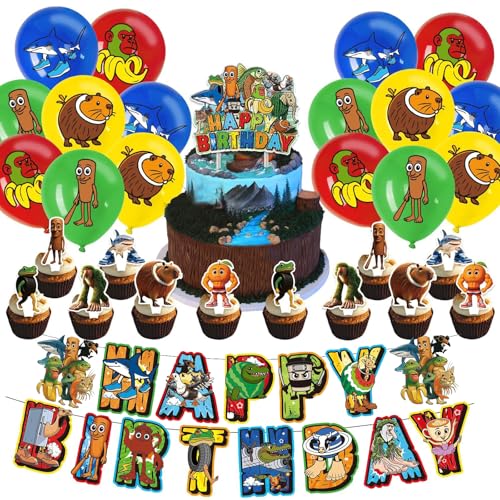 Krilucly Geburtstagsfeier Dekoration Tung Tung Tung Sahur Banner Luftballon Topper Cupcake Happy Birthday Dekorationen Brainrot Geburtstag Dekorationen Geburtstag Dekorationen Brainrot Geburtstag von Krilucly