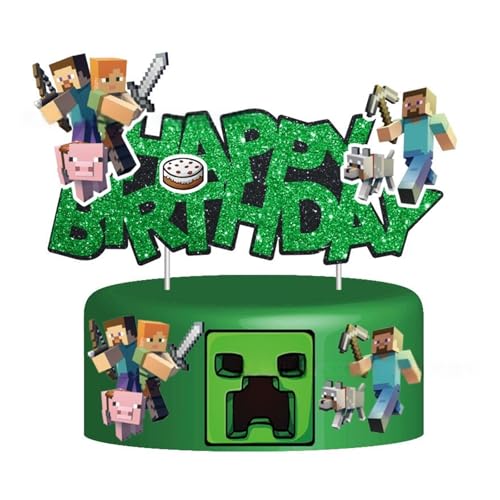 Krilucly Miner Game Kuchendekoration, Cartoon-Spiel Cake Decorations, Pixel-Topper, Cupcake Topper, geeignet für Geburtstagsfeiern für Jungen und Mädchen Krilucly Miner Game Kuchendekoration, Cartoon-Spiel Cake Decorations, Pixel-Topper, Cupcake Topper, geeignet für Geburtstagsfeiern für Jungen und Mädchen von Krilucly