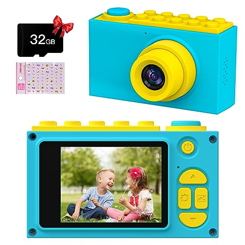Kriogor Kinder Fotoapparat, Kids Camera Digitalkamera Videokamera mit 4X Digitaler Zoom/HD 1080P/8 MP/ 2 Zoll Bildschirm/ 32G TF Karte, Geschenke für Kinder (Blau) von Kriogor