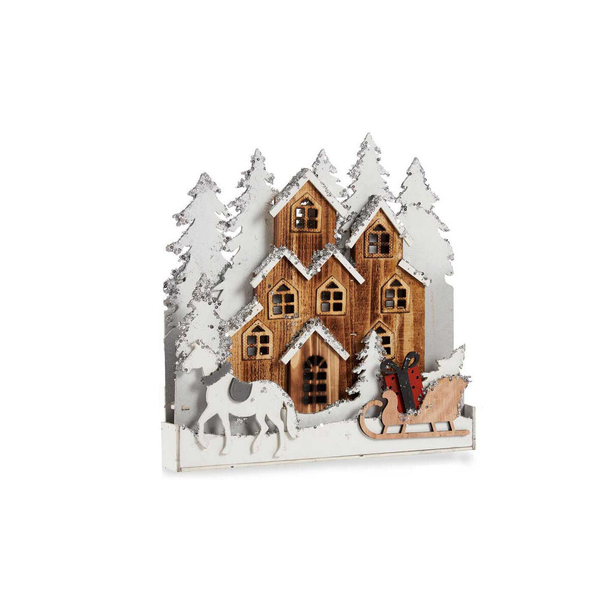 Deko-Figur Weiß Braun Holz Dorf 44 x 44,5 x 6 cm Weihnachten Deko-Figur Weiß Braun Holz Dorf 44 x 44,5 x 6 cm Weihnachten von Krist+