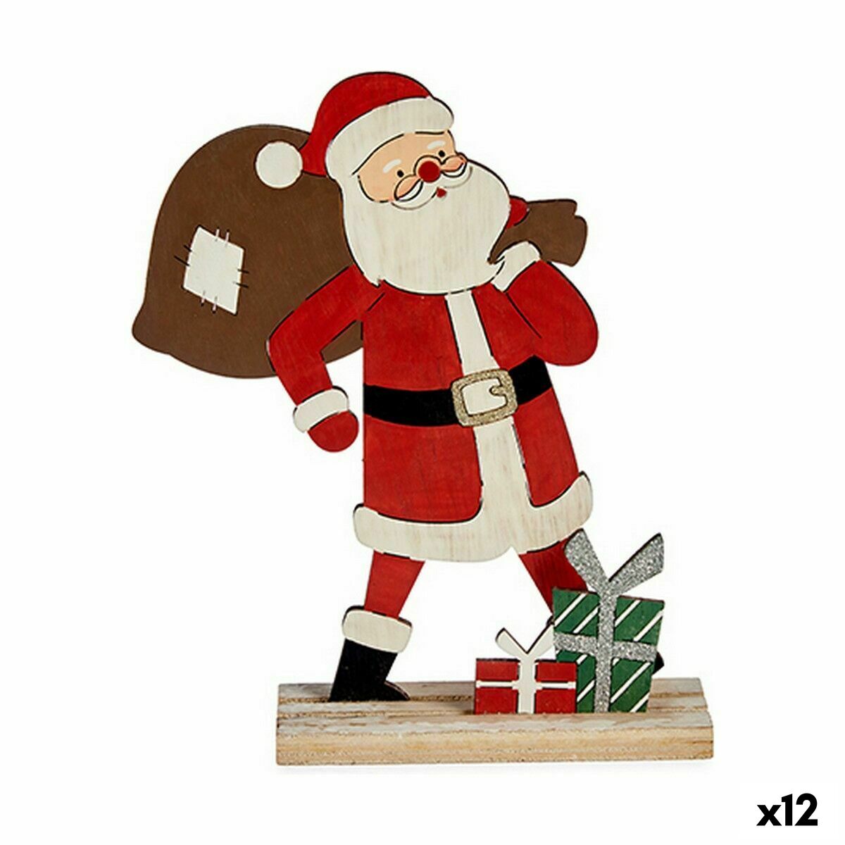 Deko-Figur Weiß Rot grün Holz 5,5 x 23,5 x 19 cm (12 Stück) von Krist+