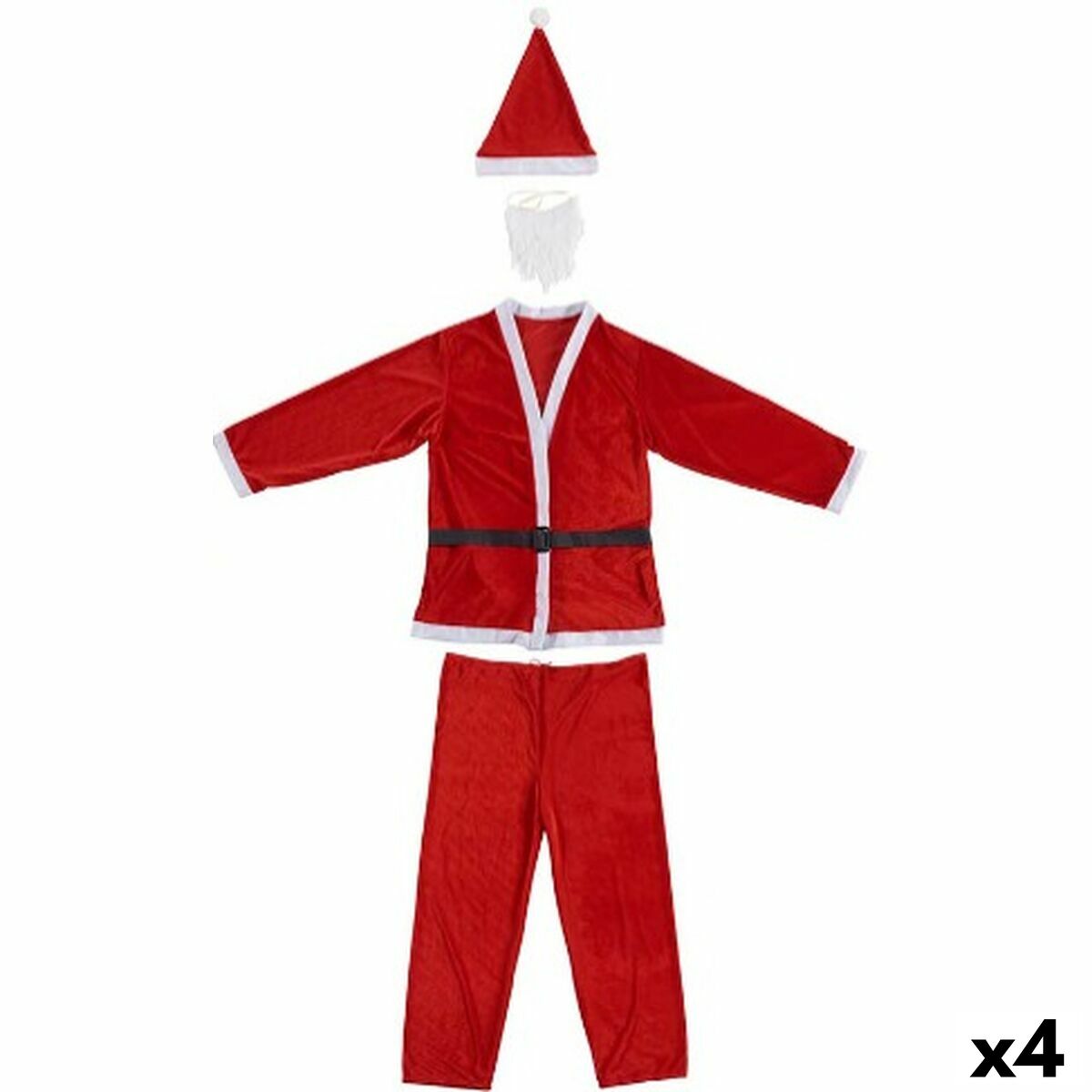 Verkleidung für Erwachsene Krist+ K1912284 Weiß Rot Weihnachtsmann Einheitsgröße (4 Stück) von Krist+