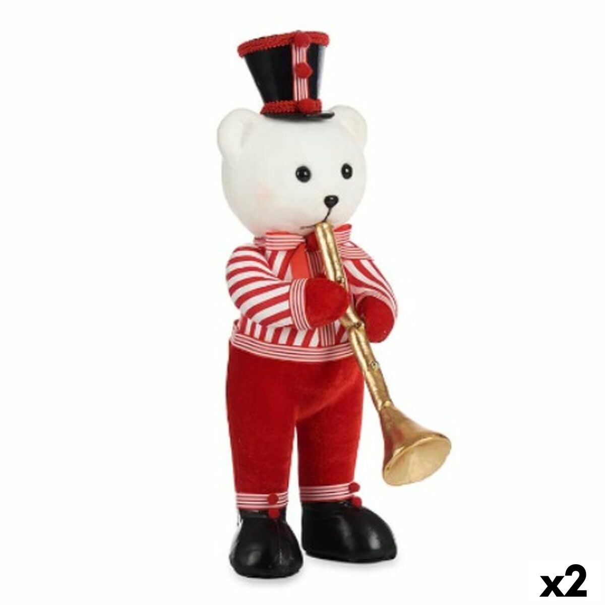 Weihnachtsschmuck Krist+ Weiß Schwarz Rot Bär Trompete 15 x 46 x 25 cm (2 Stück) von Krist+